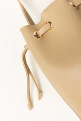 Beige Drawstring Bucket Bag