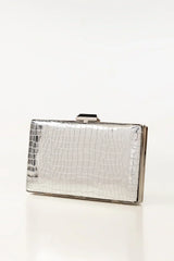 Metallic Crocodile Clutch