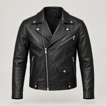 Men's Classic Black Leather Biker Jacket — AI concept image